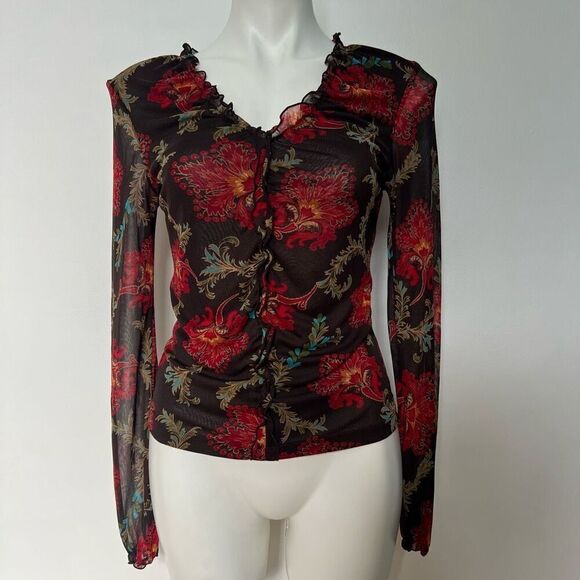Express Y2K Floral Mesh Long sleeve top - Picture 10 of 10